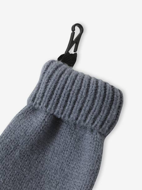 Boys' beanie + snood + mittens/gloves 'Outdoor' set grey blue+khaki 