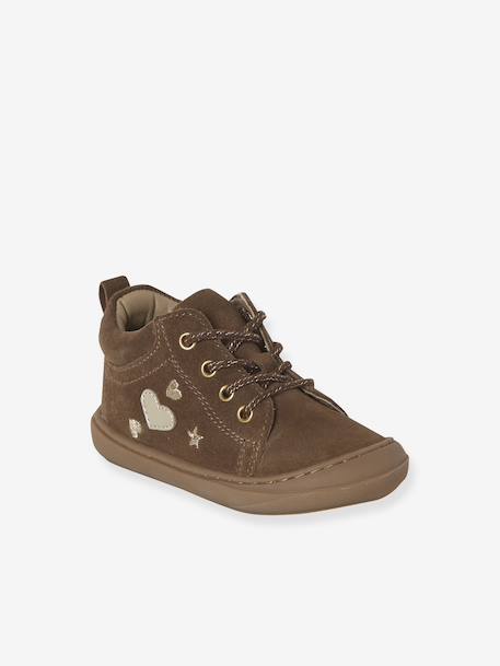 Soft leather lace-up ankle boots for baby's first steps brown+dark brown+fuchsia+golden yellow+rose 