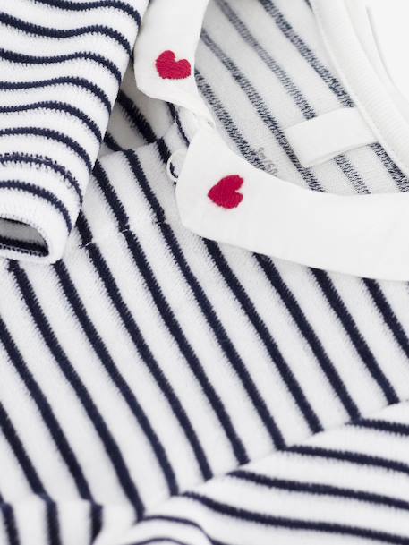 Velour Sleepsuit with Printed Collar, PETIT BATEAU navy blue 