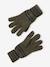Striped Set for Boys: Beanie + Snood + Mittens/Gloves chambray blue+khaki 