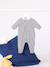 Velour Sleepsuit with Printed Collar, PETIT BATEAU navy blue 