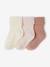 Pack of 3 pairs of baby girls' socks pale pink 
