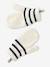 Striped set for boys: beanie + snood + mittens/gloves ecru 
