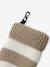 Striped Peruvian beanie, snood and mittens set for babies striped beige 