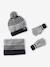 Urban Park beanie + snood + mittens/gloves set for boys marl grey 