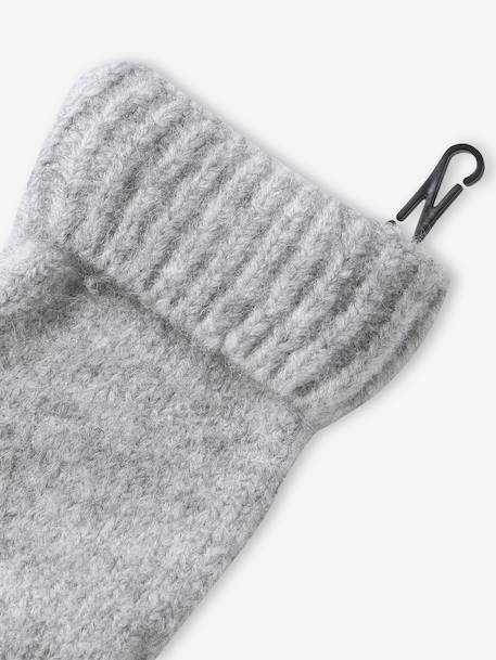 Beanie + Snood + Mittens Set in Shimmering Cable-Knit marl grey+PINK MEDIUM SOLID 