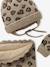 Leopard Heart Beanie, Snood & Mittens Set for Babies taupe 
