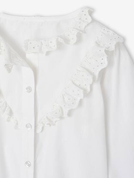 Frilly Shirt in Broderie Anglaise for Girls ecru 