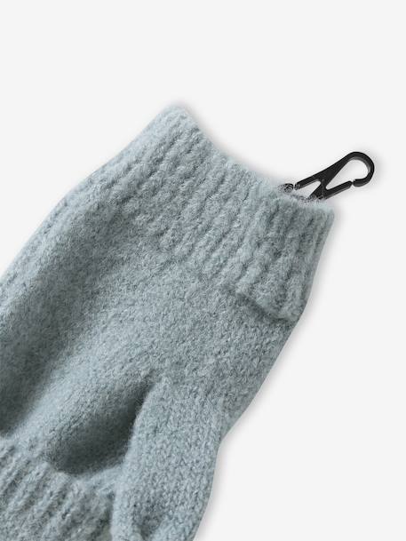 Beanie + Snood + Gloves/Mittens Set for Girls sage green 