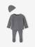 Set of 3 Knitted Items for Newborns: Cardigan + Trousers + Beanie marl grey+rose 