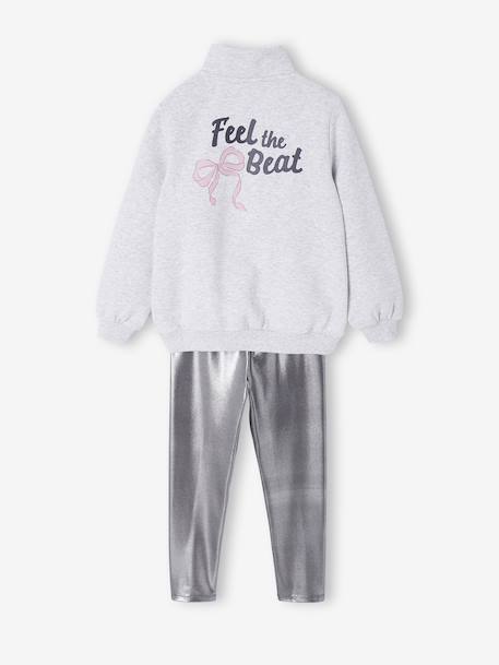 Metallic Sportswear Set for Girls: Sweatshirt & Leggings marl grey 