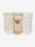 Pack of 3 pairs of 'hearts' socks for baby girls ecru+hazel 