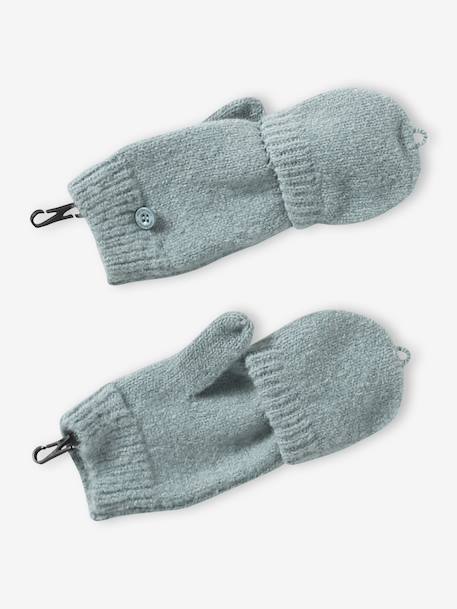 Beanie + Snood + Gloves/Mittens Set for Girls sage green 