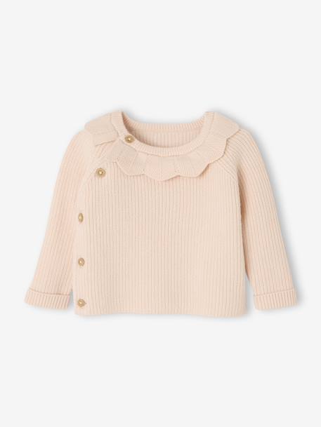 Set of 3 Knitted Items for Newborns: Cardigan + Trousers + Beanie marl grey+rose 