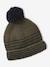 Striped Set for Boys: Beanie + Snood + Mittens/Gloves chambray blue+khaki 