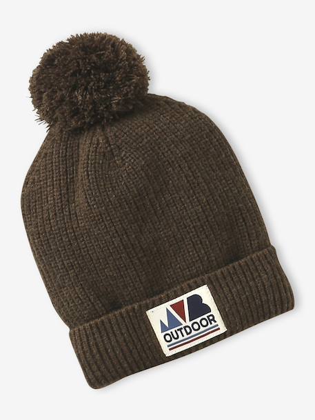 Boys' beanie + snood + mittens/gloves 'Outdoor' set grey blue+khaki 