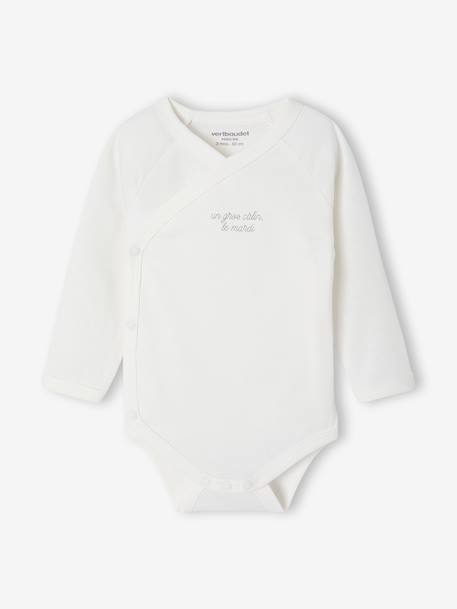 Set of 7 unisex newborn bodysuit week with ENVIE DE FRAISE messages ecru 
