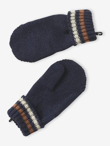 Tricolour Set for Boys: Beanie + Snood + Mittens/Gloves night blue 