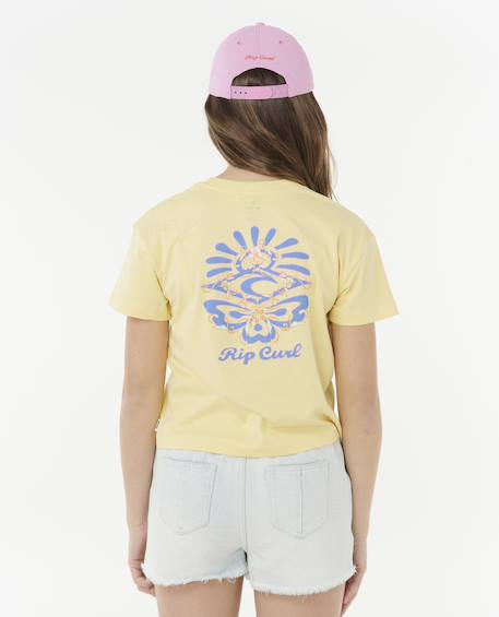 Sunset Skies Crop T-Shirt for Girls, RIP CURL rose+yellow 