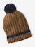 Boy's twisted set: beanie + snood + mittens/gloves ochre 
