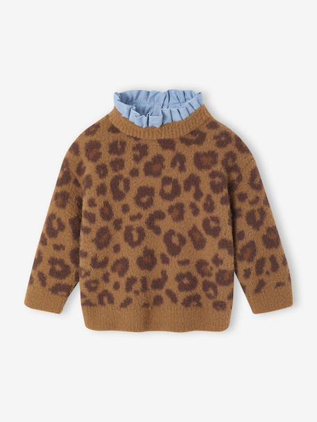 Leopard chambray baby jumper brown 