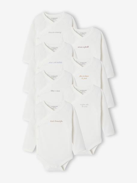 Set of 7 unisex newborn bodysuit week with ENVIE DE FRAISE messages ecru 