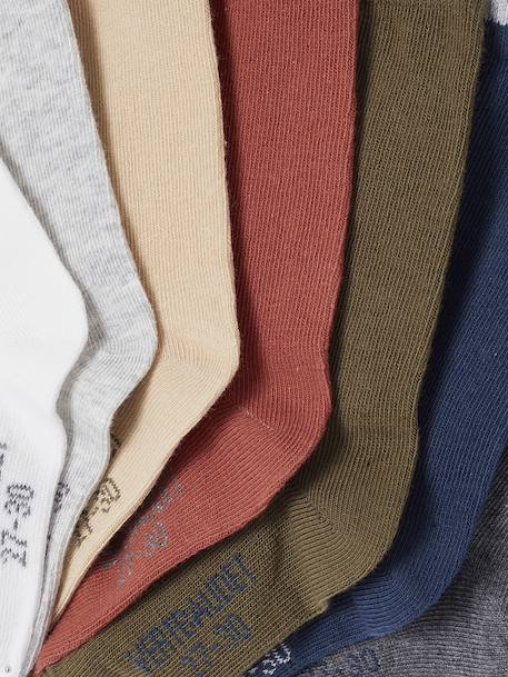 Pack of 7 Pairs of Socks for Boys chocolate+marl grey 
