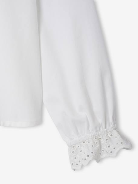 Frilly Shirt in Broderie Anglaise for Girls ecru 