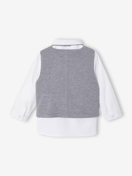 Boys' shirt, bow tie and cardigan set white 