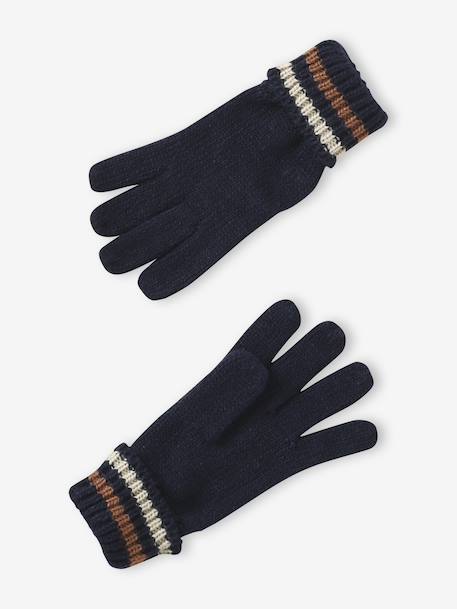 Tricolour Set for Boys: Beanie + Snood + Mittens/Gloves night blue 