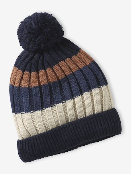 Tricolour Set for Boys: Beanie + Snood + Mittens/Gloves night blue 