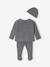 Set of 3 Knitted Items for Newborns: Cardigan + Trousers + Beanie marl grey+rose 
