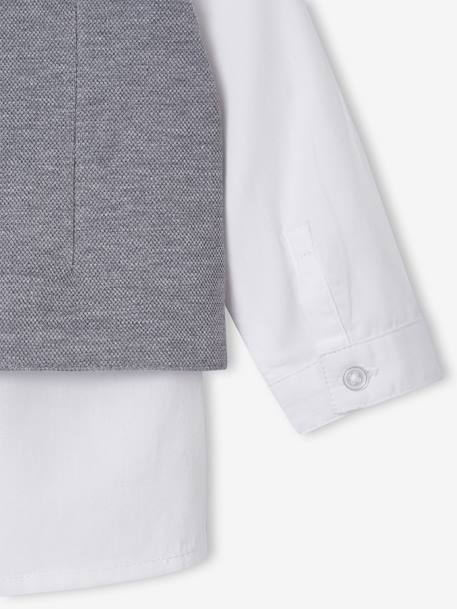 Boys' shirt, bow tie and cardigan set white 