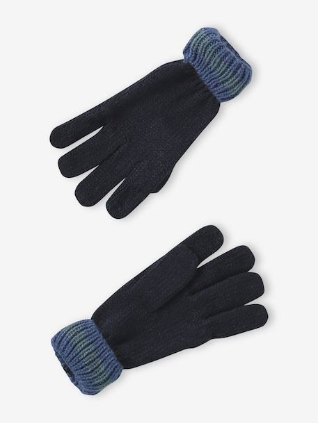 'Dinos' Beanie + Snood + Mittens/Gloves Set for Boys navy blue 