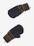Striped Set for Boys: Beanie + Snood + Mittens/Gloves chambray blue+khaki 