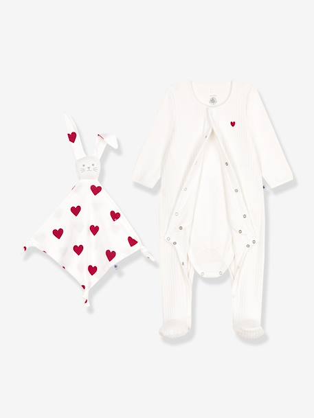 Newborn gift set in PETIT BATEAU velvet white 