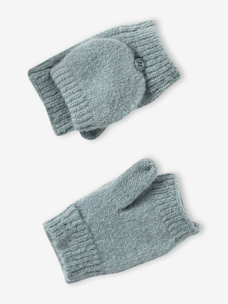 Beanie + Snood + Gloves/Mittens Set for Girls sage green 