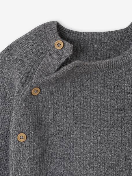 Set of 3 Knitted Items for Newborns: Cardigan + Trousers + Beanie marl grey+rose 