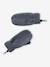Boys' beanie + snood + mittens/gloves 'Outdoor' set grey blue+khaki 