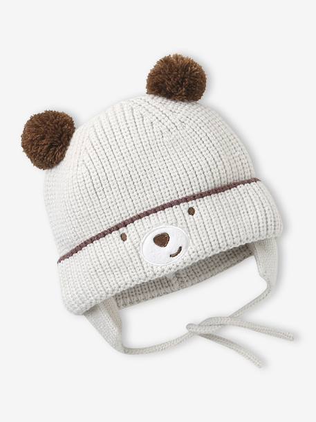 'Bear' Beanie, Snood & Mittens Set for Babies clay beige 