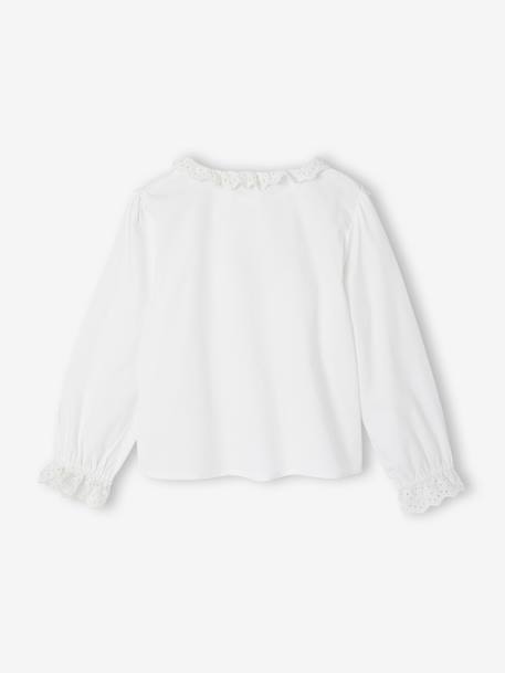 Frilly Shirt in Broderie Anglaise for Girls ecru 