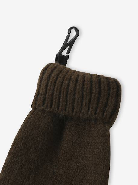 Boys' beanie + snood + mittens/gloves 'Outdoor' set grey blue+khaki 