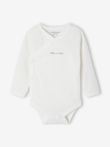 Set of 7 unisex newborn bodysuit week with ENVIE DE FRAISE messages ecru 