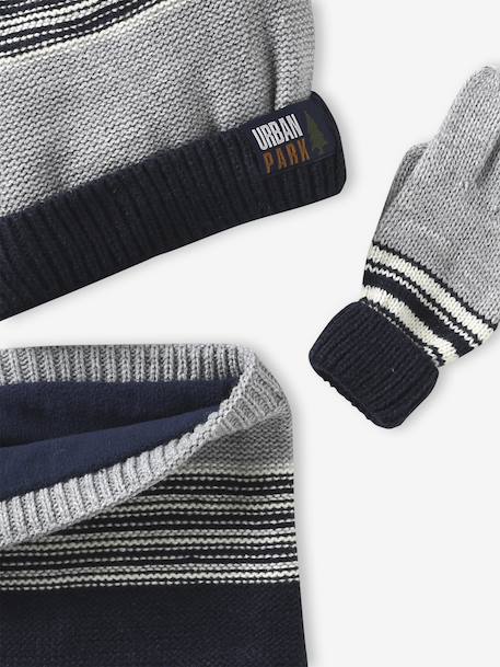 Urban Park beanie + snood + mittens/gloves set for boys marl grey 