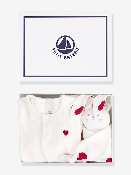 Newborn gift set in PETIT BATEAU velvet white 