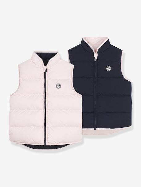 PETIT BATEAU reversible two-tone sleeveless lightweight jacket for children rose 