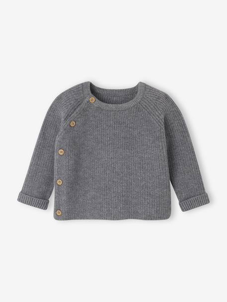 Set of 3 Knitted Items for Newborns: Cardigan + Trousers + Beanie marl grey+rose 