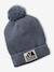 Boys' beanie + snood + mittens/gloves 'Outdoor' set grey blue+khaki 