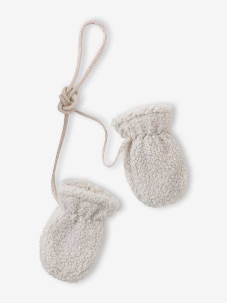 Sherpa Beanie, Snood & Mittens Set for Babies ecru 