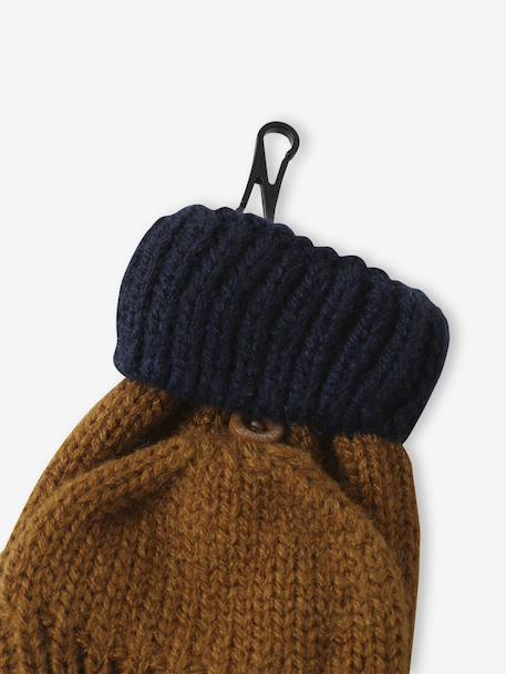 Boy's twisted set: beanie + snood + mittens/gloves ochre 